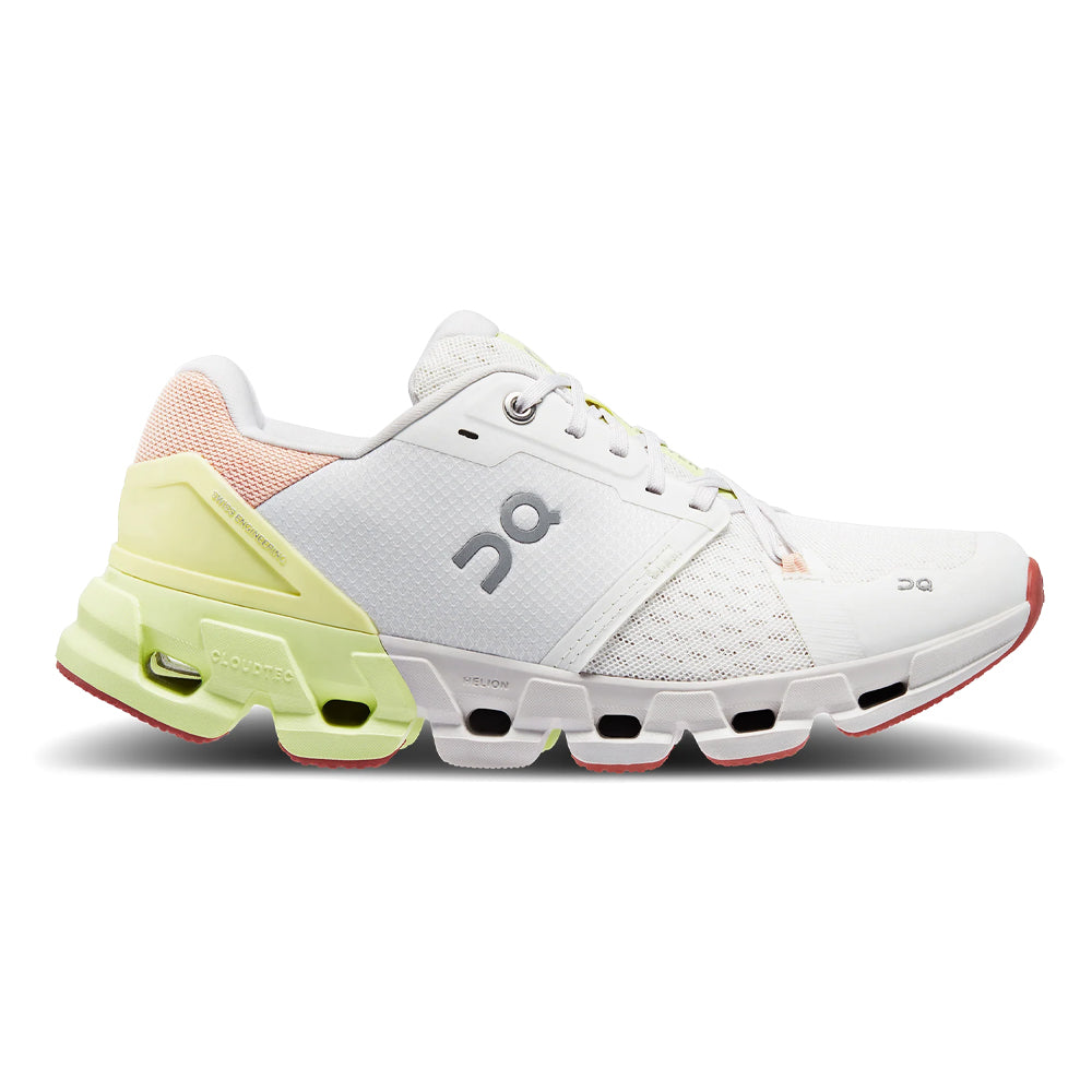 Women's On Cloudflyer 4, White/Hay, 7 B Medium