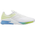 Women's Reebok Nano X2, Ftwr White/Essential Blue/Acid Yellow, 7.5 B Medium