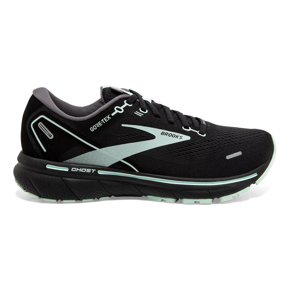 Women's Brooks Ghost 14 GTX, Black/Blackened Pearl/Aquaglass, 11 B Medium