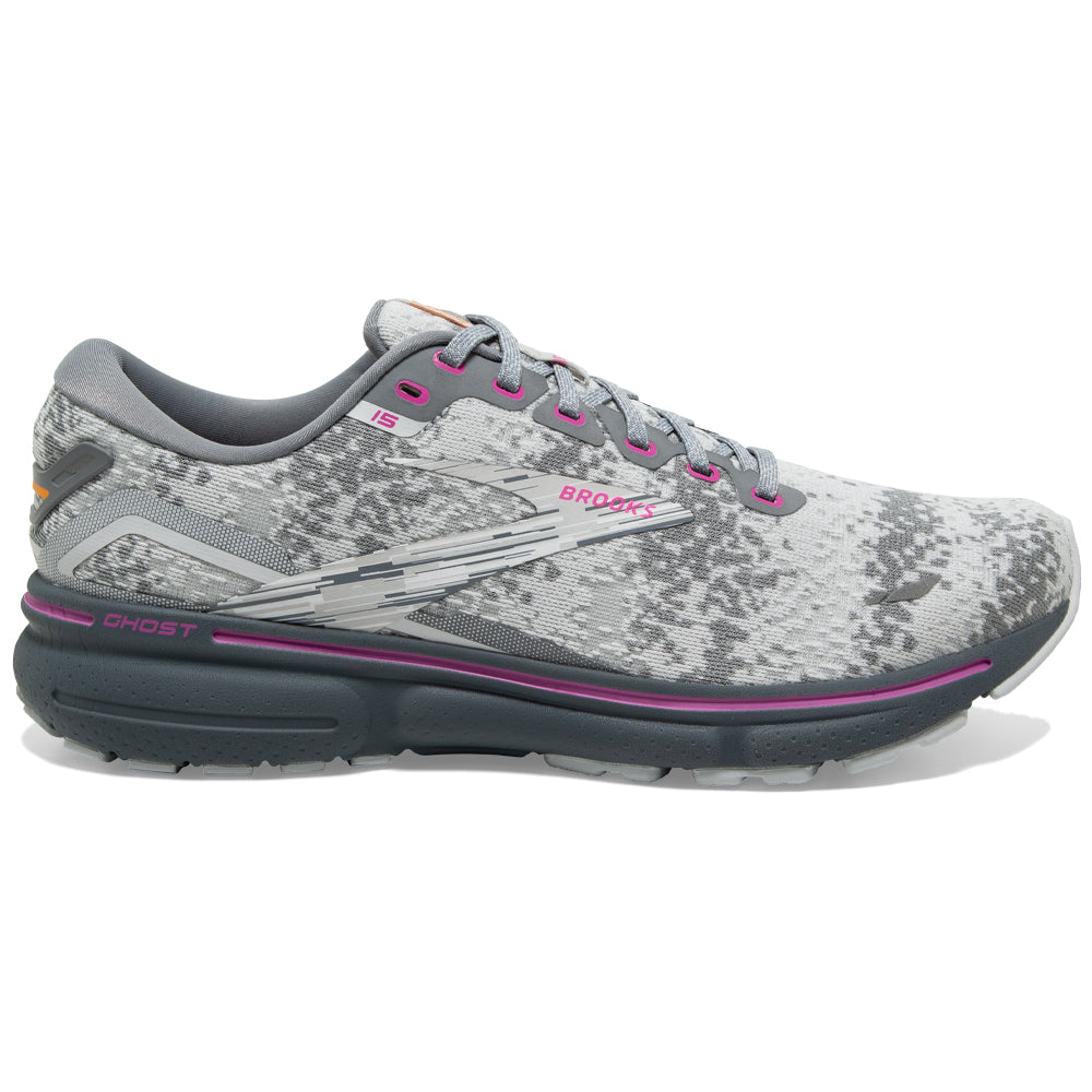 Men's Brooks Ghost 15, White/Oyster/Oriole, 10.5 D Medium