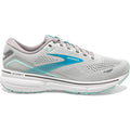 Women's Brooks Ghost 15, Grey/Blackened Pearl/Blue, 9 B Medium