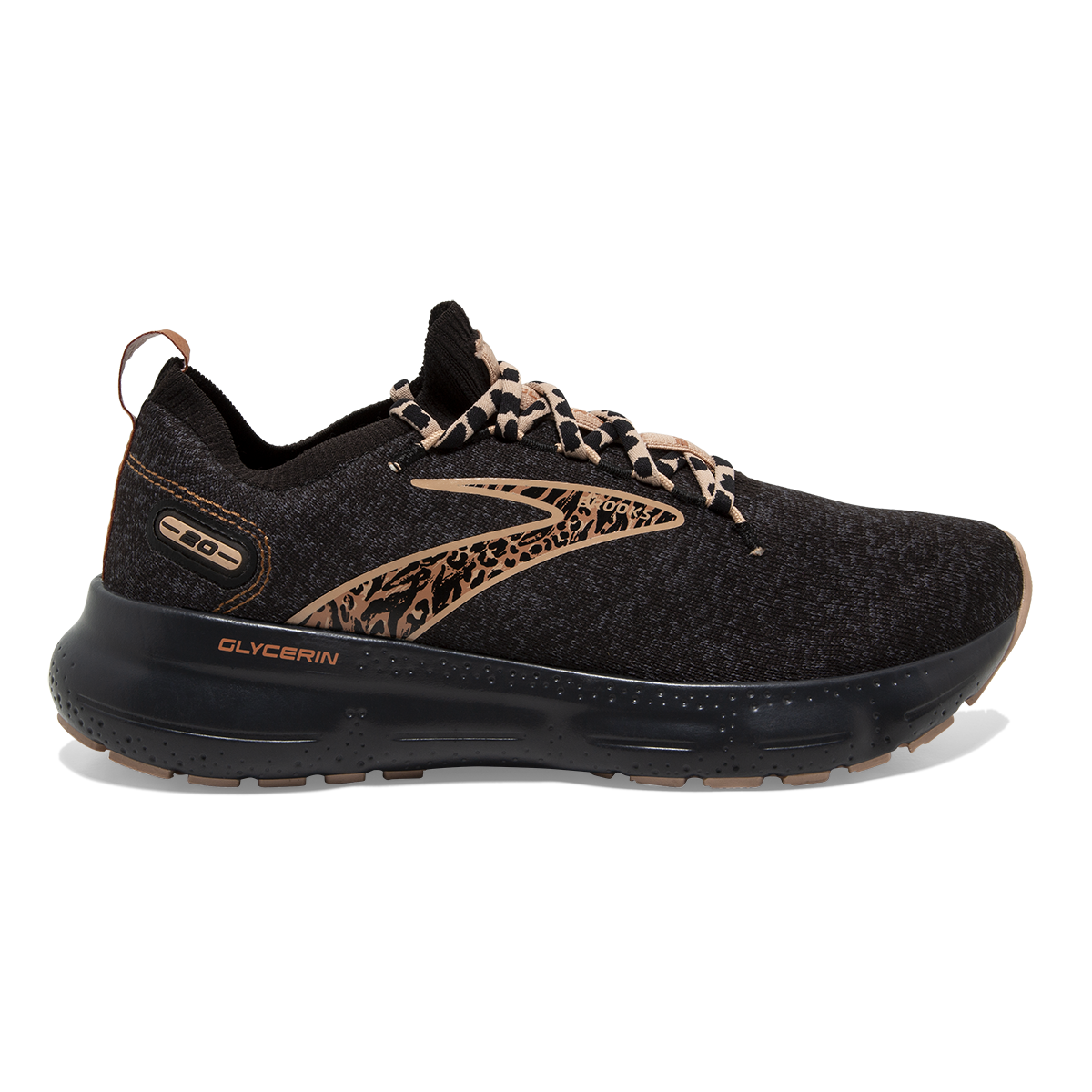 Women's Brooks Glycerin StealthFit 20, Black/Ebony/Maple, 7 B Medium